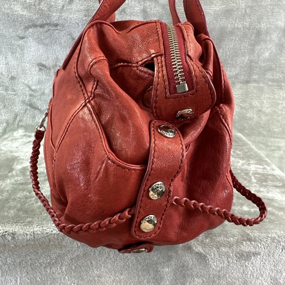 Andrew Marc Hobo Bag Purse Red Leather Distressed Rebel Sydney